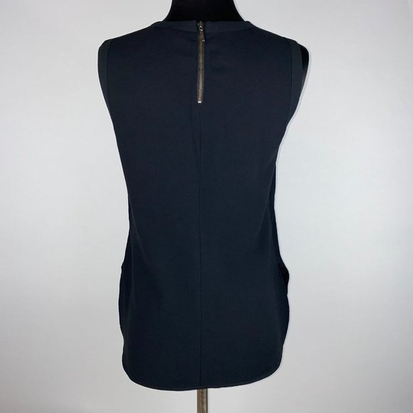 Nic + Zoe XS Black Textured Front Partial Back Zip Tank Top Hi-Lo Slit Sides - Picture 10 of 12